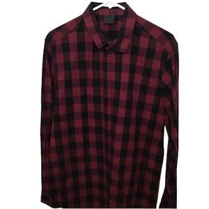 ASOS buffalo plaid slim dress shirt